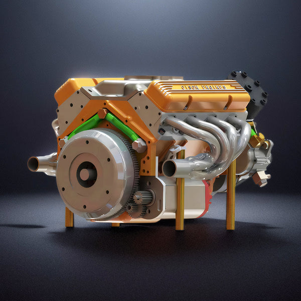 DIY 1/6 Gasoline Internal Combustion V8 Water-Cooled Engine 44CC Model Kit That Works