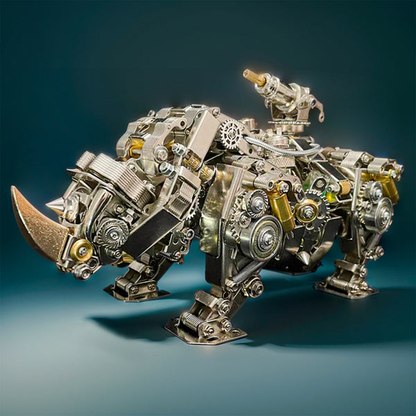 DIY 3D Steampunk Mechanical Siege Rhino Set Assembly Craft 700PCS+