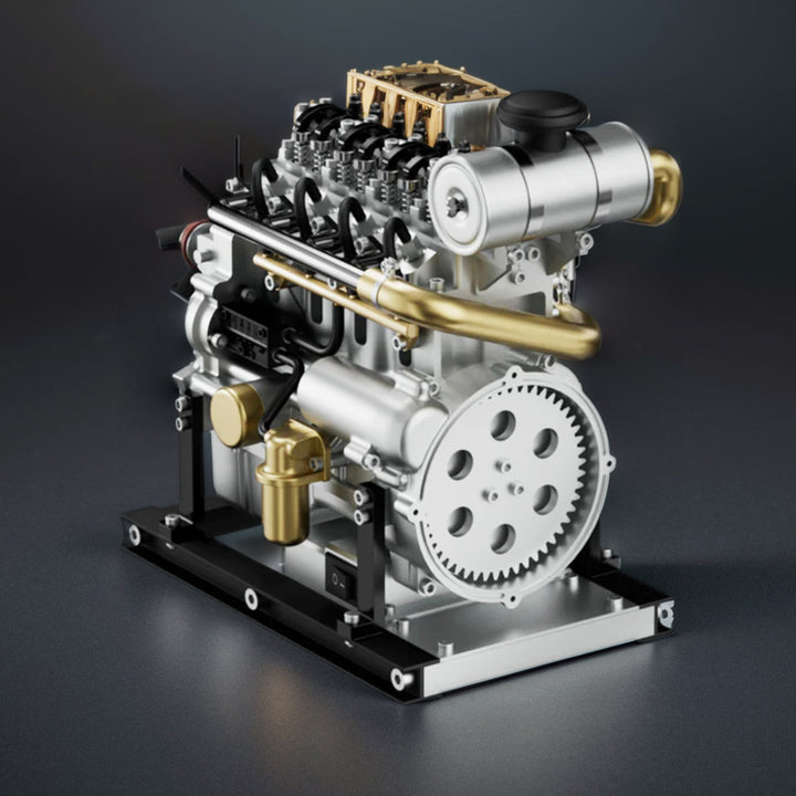 DIY 1/10 Full Metal Mini L4 OHV Inline 4 Cylinder Engine Model Kit tha ...