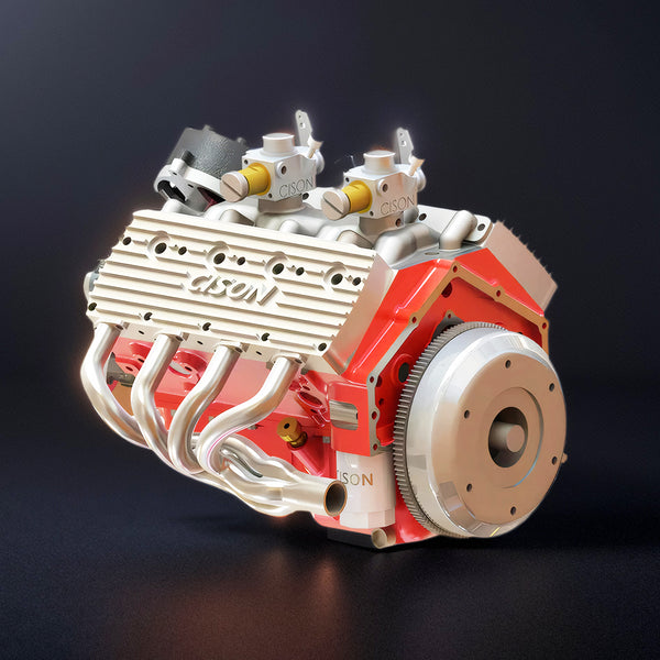 DIY 1/6 Gasoline Flathead 4-Stroke V8 Water-Cooled Engine 44CC Model Kit That Works