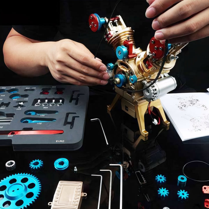 Homemade V2 Engine DIY Full Metal V2 Car Engine Assembly Kit | RCGOFOLLOW