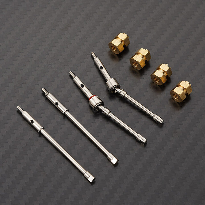 RCGOFOLLOW™ SCX24 2x 40Cr-Mo steel 4.5mm longer front and rear CVD drive shaft axle w/brass thicker hex for bigger wheels brushless/brushed power Axial 1-24  SCX24 crawlers Upgrades Parts