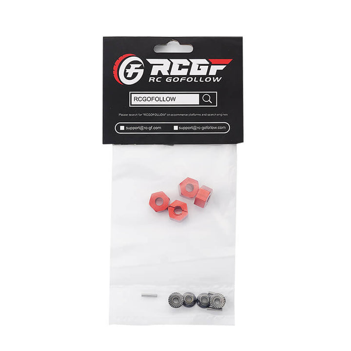 RCGOFOLLOW RCGF 1/10 Traxxas Slash Stampede Rustler Wheel Hex Drive Hub Adaptor & M4 Locknut Upgrades,Red