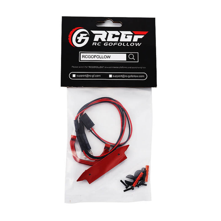 RCGOFOLLOW RCGF 1/24 Axial SCX24 Alloy Front Bumper With Car Light Set Upgrades,Red