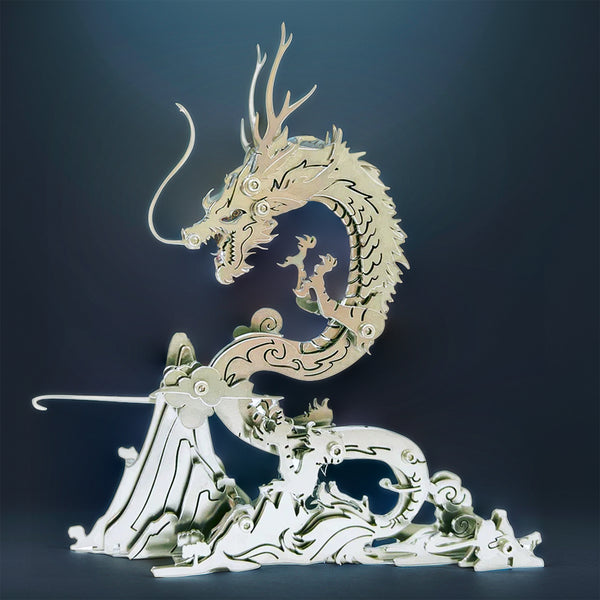 DIY 3D Metal Puzzle Dragon on the Mountain Mythical Creature Model Kit