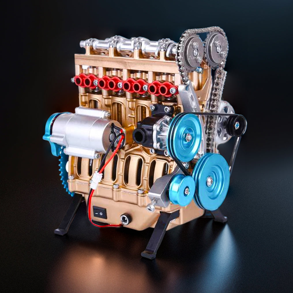Diy Engine Kit DIY Full Metal 4 Cylinder Car Engine Assembly | RCGOFOLLOW