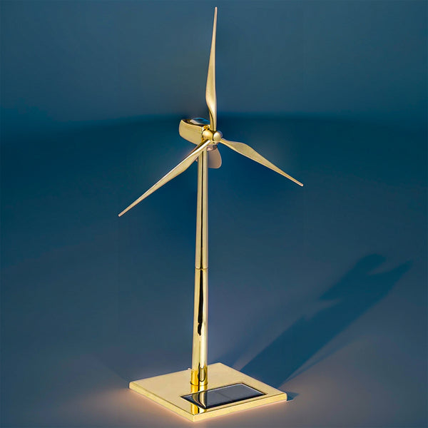DIY 3D Metal Windmill Solar Powered Wind Turbine Assembly Model Golden