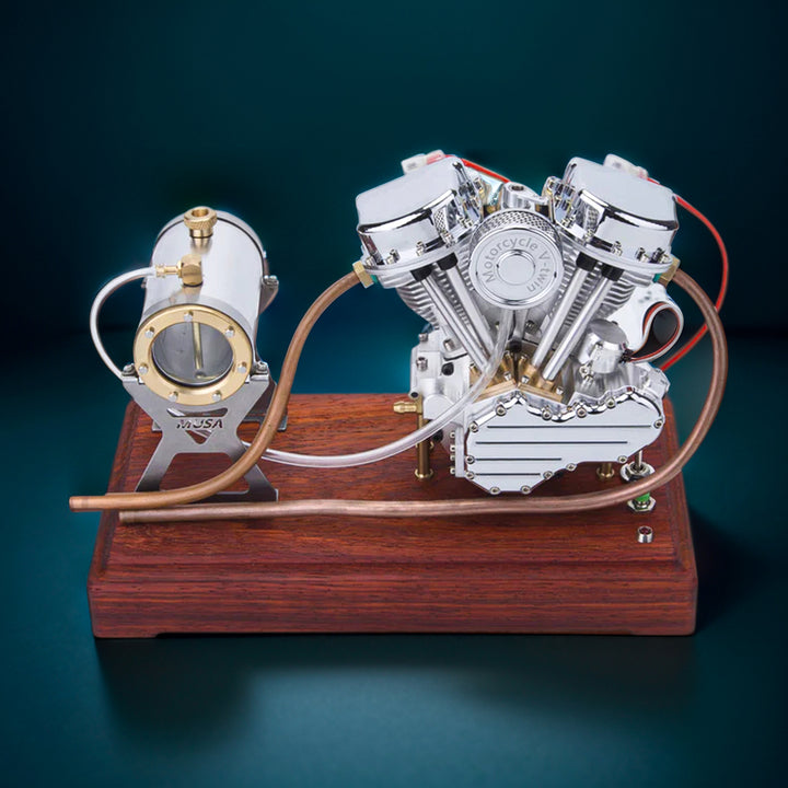Simple Motorcycle Engine Model DIY V-Twin Motorcycle Engine Model Kit 9cc | FG-VT9 Air-Cooled Gasoline ...