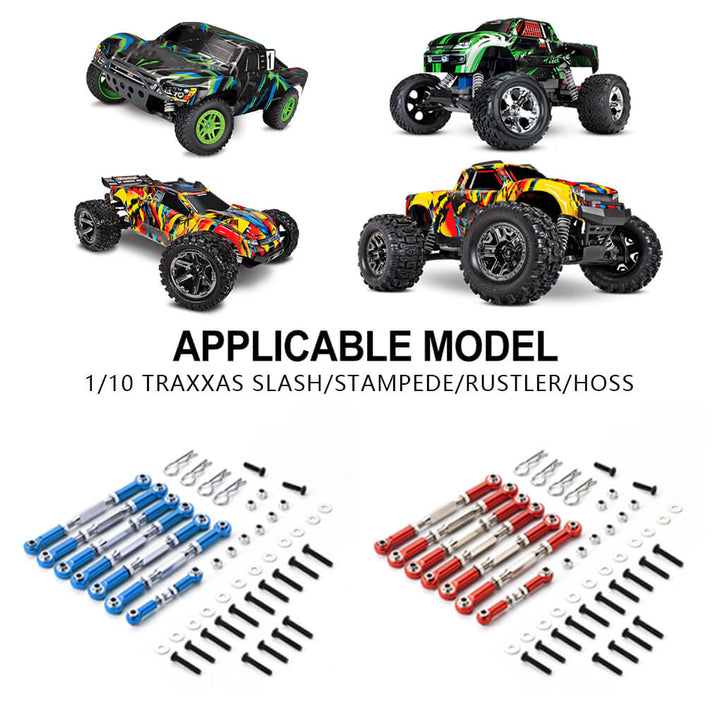 RCGOFOLLOW RCGF 1/10 Traxxas Slash Stampede Rustler Rally Hoss Turnbuckles Camber Link Upgrades,Red,Blue